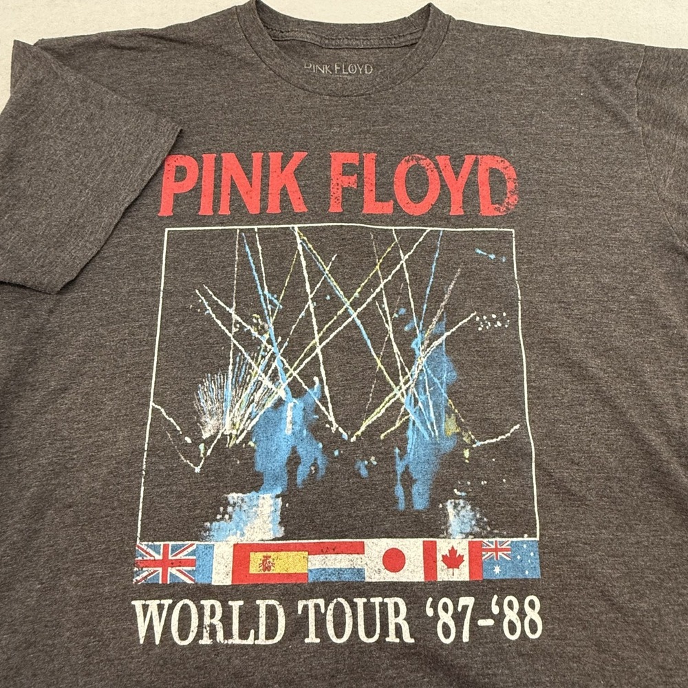 Pink Floyd T-Shirt World‎ Tour 87-88 Laser Graphic 2021 Reprint Heather Gray L